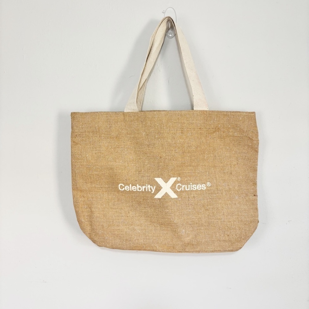 Celebrity Cruises Large Beach/Tote Bag 100% Jute 20.5"x 15" Cute Subtle Sparkle!